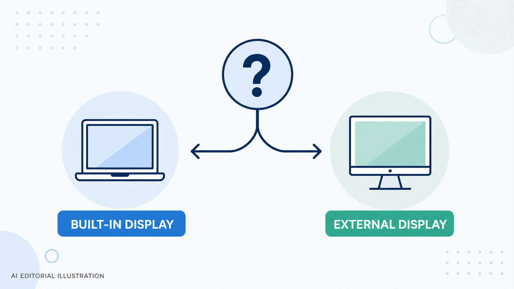Redaktionelle Illustration zu MacBook oder Desktop-Mac: Mobilität, Display, Anschlüsse und Erweiterbarkeit vergleichen