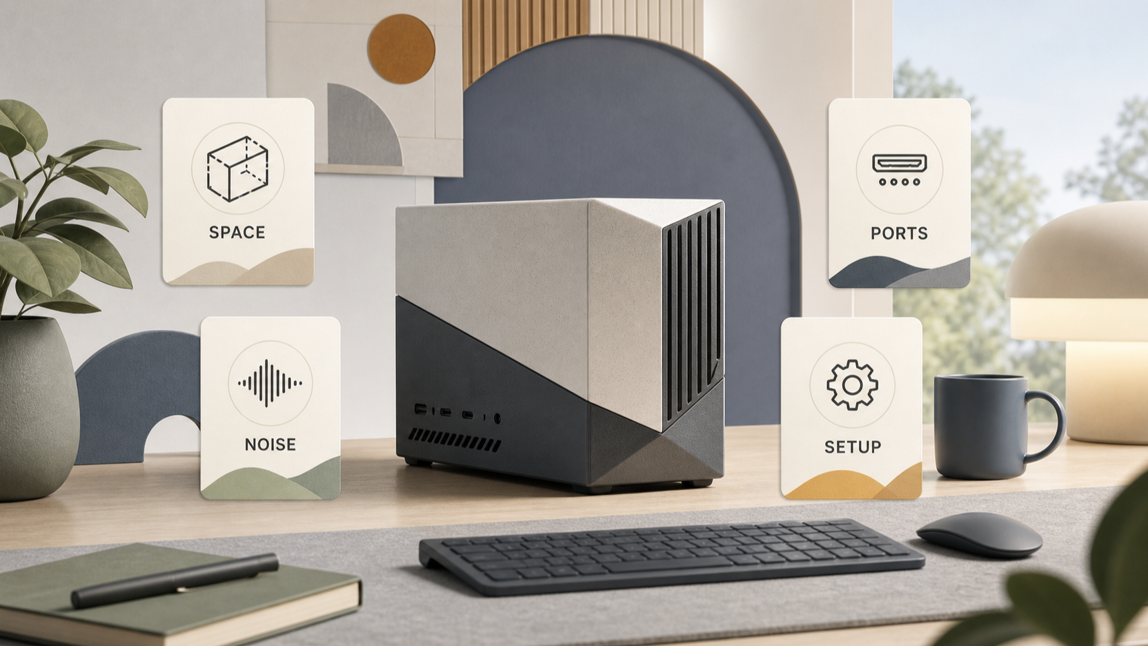 Redaktionelle Illustration zu MacBook Air M5 oder Mac mini M4: Mobilität, Anschlüsse, Leistung und Gesamtkosten im Vergleich